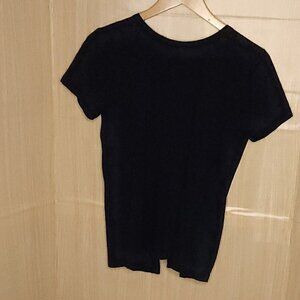 Helmut Lang Cashmere Blend Navy Blue Back Tie Knit Top Small